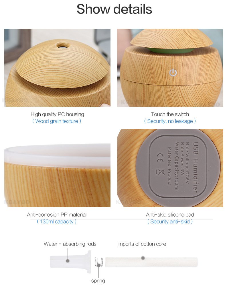 USB Aroma Essential Oil Ultrasonic Cold Steam Diffuser Air Humidifier Purifier 7 Color Change LED Night Light for Home Office - Image 7