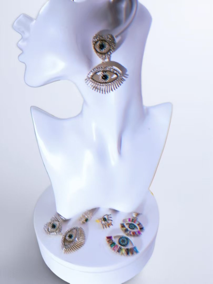 Divine Eye Gold-Tone Drop Earrings With Cubic Zirconia - Image 2