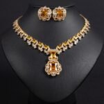 European And American Retro Zircon Necklace Suit Cross-border Jewelry Jewelry High-grade Niche All-match Earrings Necklace Jewelry