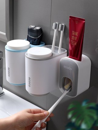 Wall Mounted Automatic Toothpaste Holder Bathroom Accessories Set Dispenser - Image 3