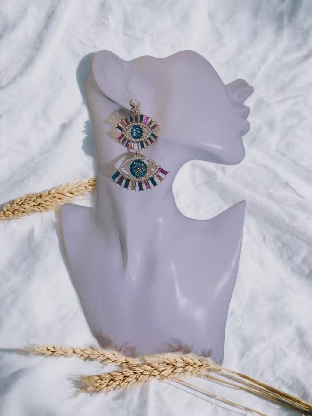 Divine Eye Gold-Tone Drop Earrings With Cubic Zirconia - Image 3