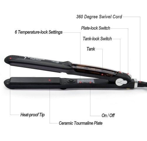 Steam Function Flat Iron Tourmaline Ceramic Vapor Professional Hair Straightener with Argan Oil Infusion Straightening Irons - Image 8