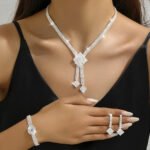 2026 New Cross-Border Fashionable And Elegant Square Pendant Earrings Bracelet Jewelry Set Bridal Jewelry Long Set