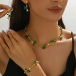 2026 Cross-Border European And American Hot-Selling Flower Necklace Earrings Bracelet Jewelry Set Bridal Wedding Banquet Jewelry
