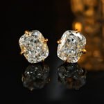 8X10 Radiant Cut Comparable To Ice Crystal Cut, Long Pillow-Shaped White Zirconia, Simple Single Diamond, Gold-Tone Stud Earrings, Wholesale Jewelry