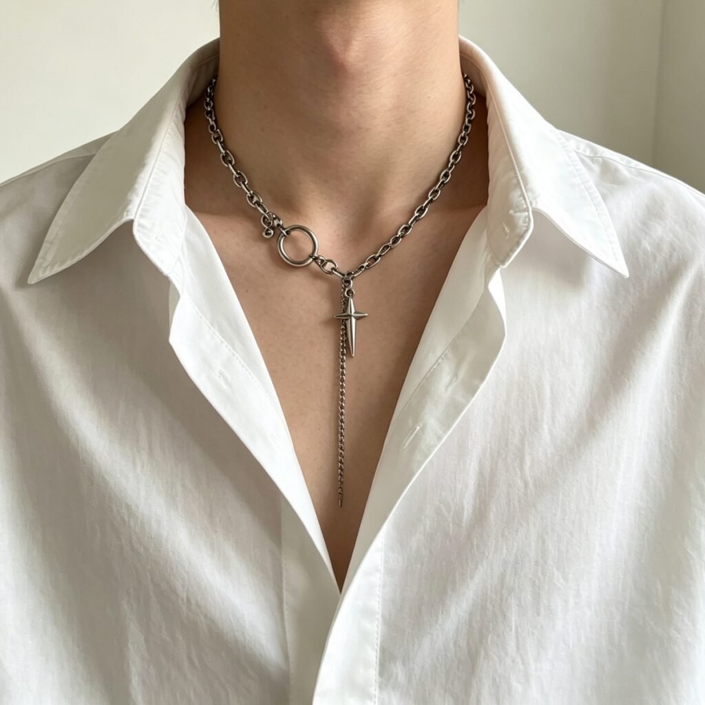 Cross Star Tassel Necklace Spliced Circle Clavicle Chain Hip Hop Fashion Unisex Neck Jewelry For Daily Street Party Occasions