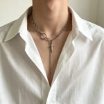 Cross Star Tassel Necklace Spliced Circle Clavicle Chain Hip Hop Fashion Unisex Neck Jewelry For Daily Street Party Occasions