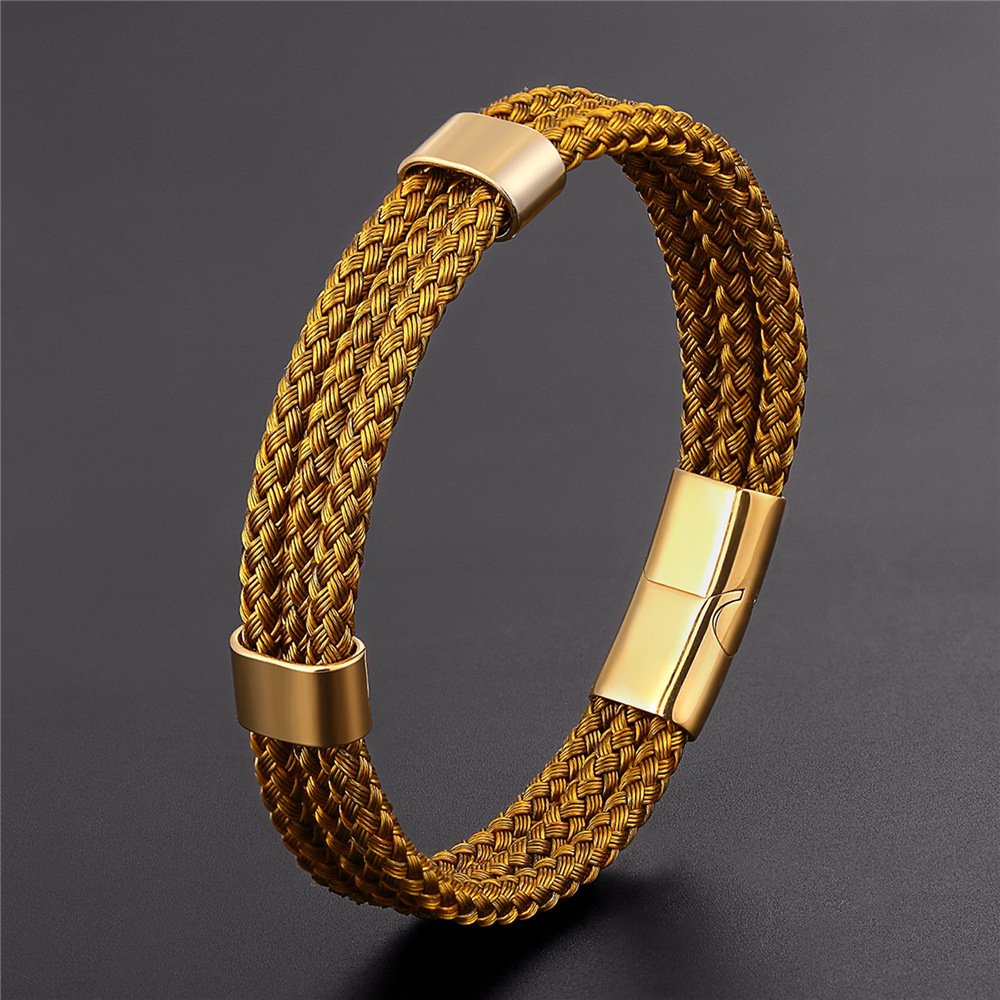 Stainless Steel Bracelet Men's Steel Wire Braided Multi-layer - Image 4