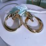 Square And Round Gold Earrings