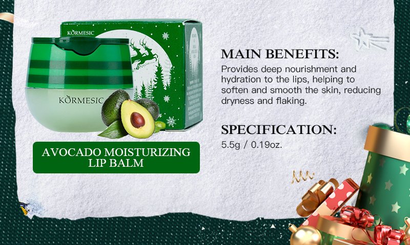 KORMESIC Christmas Moisturising Avocado Lip Balm For Foreign Trade 5.5g