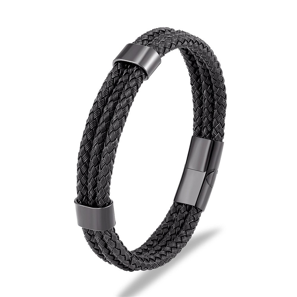 Stainless Steel Bracelet Men's Steel Wire Braided Multi-layer - Image 3