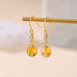 S925 Sterling Silver Crystal Round Beads Geometric Chinese Ear Hook Earrings