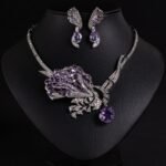 Rose Flower Necklace And Earring Set, Elegant Jewelry For Women, Date Gift, Bride, Bridesmaid, Middle Eastern Cross-Border Jewelry