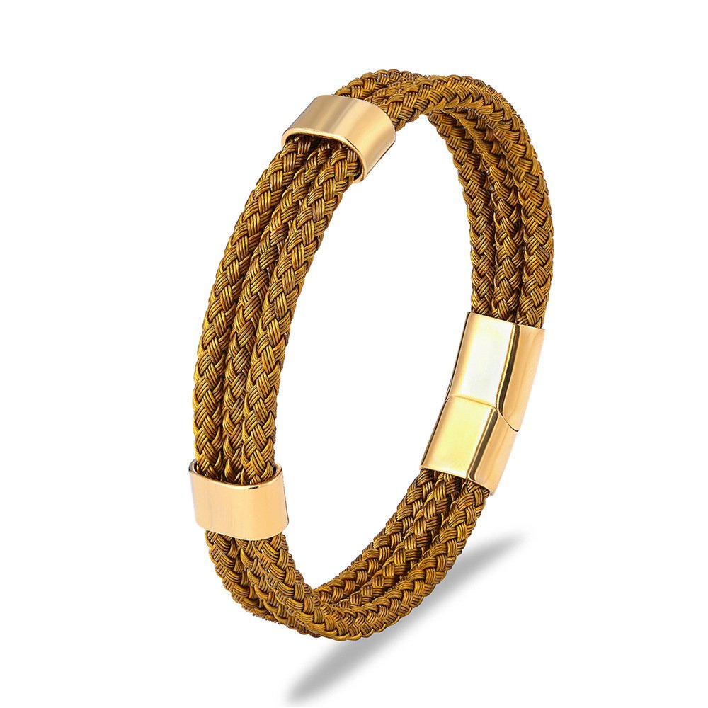 Stainless Steel Bracelet Men's Steel Wire Braided Multi-layer - Image 6