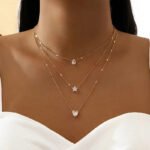 European And American Cross-Border Popular Multi-Layered Zircon Heart-Shaped Star Necklace For Women, Light Luxury High-End Clavicle Chain Jewelry