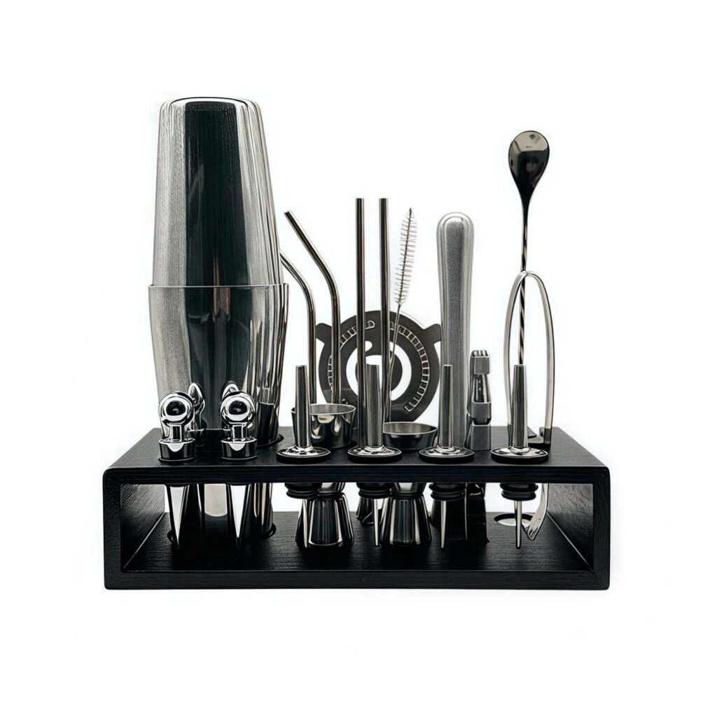 20-piece Stainless Steel Cocktail Shaker Set, Stainless Steel Cocktail Tool Set, Complete Set Of Cocktail Shakers And Barware