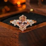2 Carat Paraiba Morganite Orange Sparkling Marquise Zircon Open Ring For Women, Niche High-End Light Luxury Ring