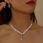 Cross-Border Jewelry Zircon Necklace Earrings Two-Piece Set European And American Exaggerated Light Luxury Temperament Clavicle Chain High-End Necklace For Women