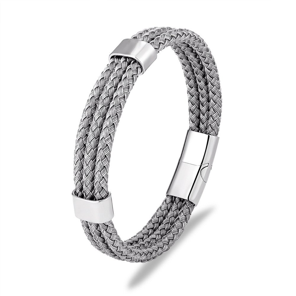 Stainless Steel Bracelet Men's Steel Wire Braided Multi-layer - Image 2