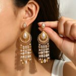 European And American Cross-border Jewelry Geometric Light-luxury Pearl-inlaid Design Tassel Earrings, Versatile And Sophisticated Earrings