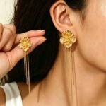 European And American Cross-border Jewelry Geometric Retro Light Luxury Style Metal Flower Design Earrings Versatile High-end Earrings And Ear Accessories