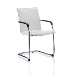 Echo Cantilever Chair With Arms White Soft Bonded Leather