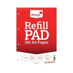 Silvine Ruled Margin Punched Headbound Refill Pad 160 Pages A4 Pad (6 Pack) A4RPFM