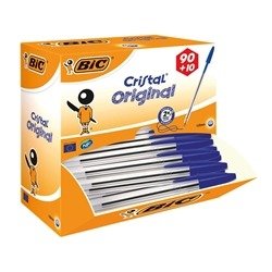 Bic Cristal Ballpoint Pen Medium Blue (100 Pack) 896039