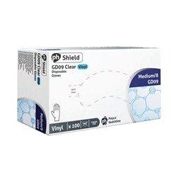 Shield Powder-Free Vinyl Gloves Medium Clear (Pack of 100) GD09 - M
