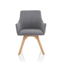 Carmen Wooden Leg Visitor Chair Grey Fabric