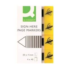 Q-Connect Quick Tabs Sign-Here 20x45mm 40 Tabs 4 Pads Yellow (Pack of 160) KF01979