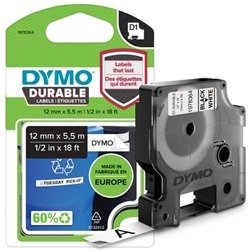 Dymo Durable D1 Labelling Tape 12mm x 5.5m Black on White 1978364