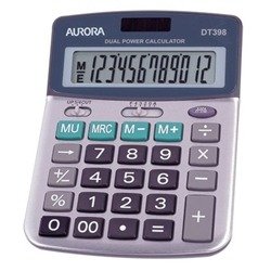 Aurora Silver/Grey 12-Digit Semi-Desk Calculator DT398