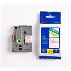 Brother P-Touch TZe Lam Tape Cassette 12mm x 8m Red on White Tape TZE232