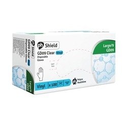 Shield Powder-Free Vinyl Gloves Large Clear (Pack of 100) GD09 - L