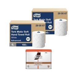 Tork Matic Hand Towel H1 White 150m (6 Pack) 290067 x2 + FREE Nescafe Azera 500g