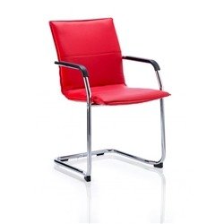 Echo Cantilever Chair With Arms Red Soft Bonded Leather