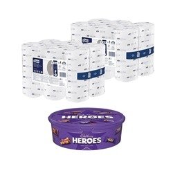 Tork OptiServe Coreless Extra Soft Premium 3-Ply Toilet Paper Rolls (Pack of 18) 472650 x2 + FREE Cadbury Heroes Tub