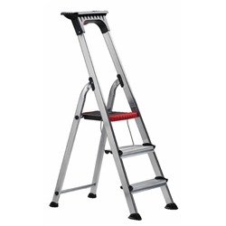 Double Decker Step; 3 Tread; Aluminium; 150kg; Silver/Black/Red