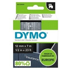 Dymo 45020 D1 LabelMaker Tape 12mm x 7m White on Clear S0720600