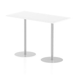Italia 1600 x 800mm Poseur Rectangular Table White Top 1145mm High Silver Leg