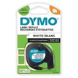 Dymo LetraTag Plastic Tape 12mm x 4m White PRL S0721660