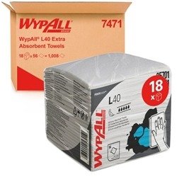 WypAll L40 Wipers 1 Ply Folded Sheets White (Pack of 18) 7471