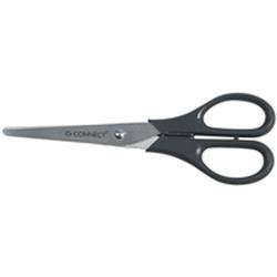 Q-Connect Ergonomic All Purpose Scissors 170mm Stainless Steel Blades Black Handle CKF01228