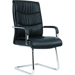 Carter Black Luxury Faux Leather Cantilever Chair With Arms