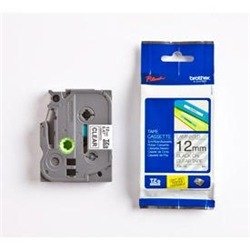Brother P-Touch TZe Lam Tape Cassette 12mm x 8m Black on Clear Tape TZE131