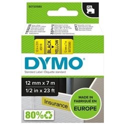 Dymo 45018 D1 LabelMaker Tape 12mm x 7m Black on Yellow S0720580