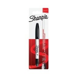 Sharpie Permanent Markers Twin Tip Blister Black (Pack of 12) S0811100