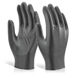 Beeswift Nitrile Disposable Gripper Gloves Powder Free Black XL (Pack of 1000) GZNDG10BLXL