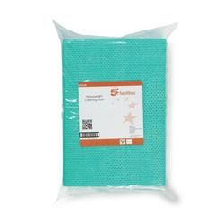 5 Star Heavy Duty Anti-microbial Cleaning Cloths 76gsm 500x300mm Green (Pack of 25) 939336